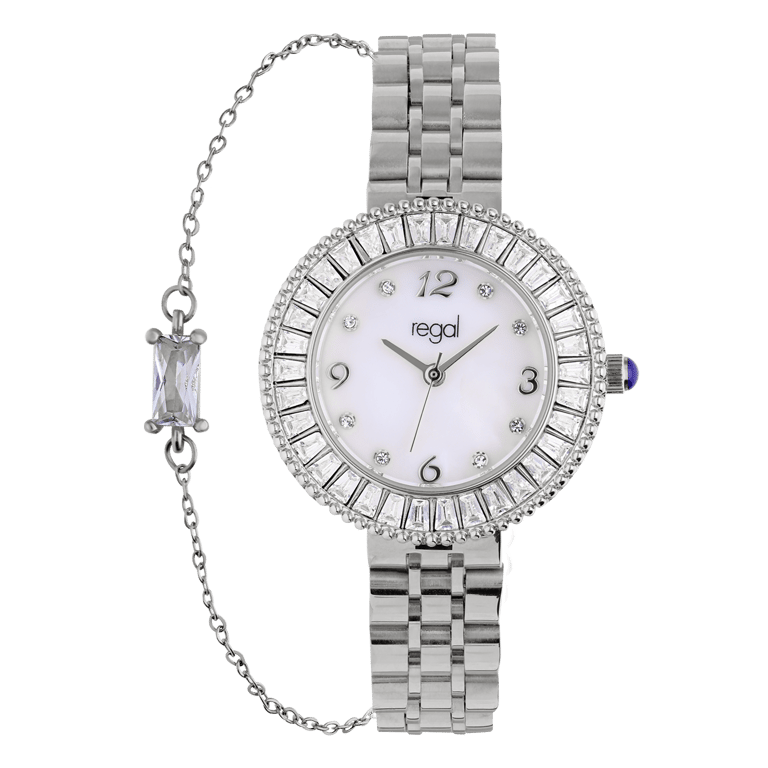 Regal damesset horloge en armband zilverkleurig