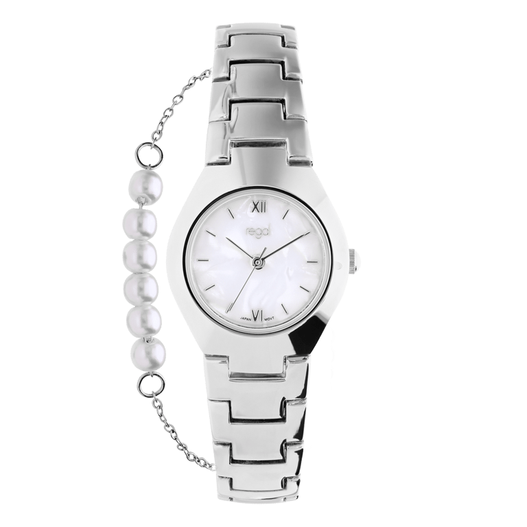 Regal damesset horloge en armband zilverkleurig