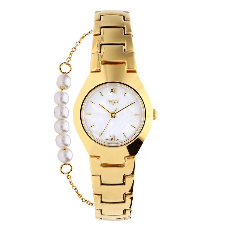 Regal damesset horloge en armband goudkleurig