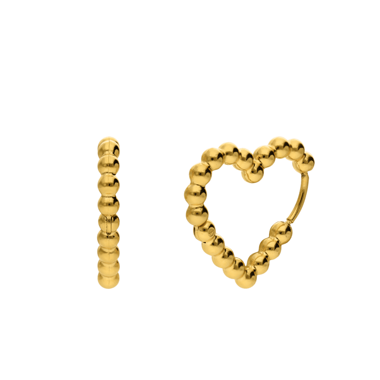 Stainless steel goldplated oorringen hart voor dames