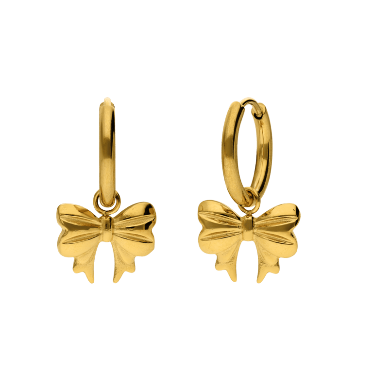 Stainless steel goldplated oorbellen met strik