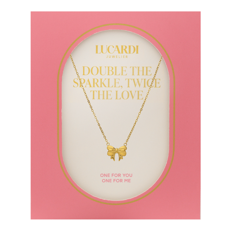 Stainless steel goldplated ketting met hanger strik voor dames