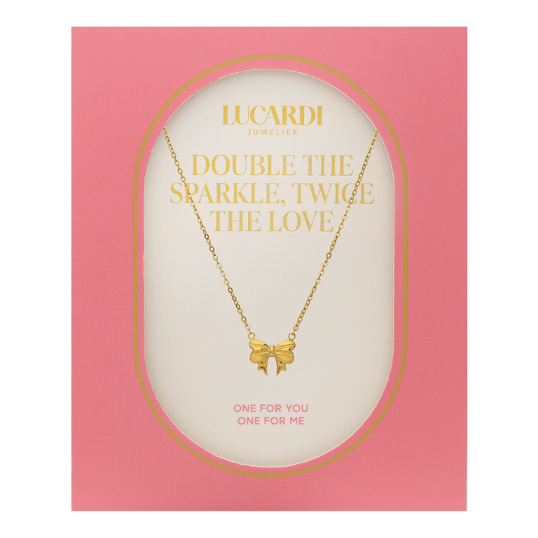 Stalen goldplated ketting met hanger strik voor dames