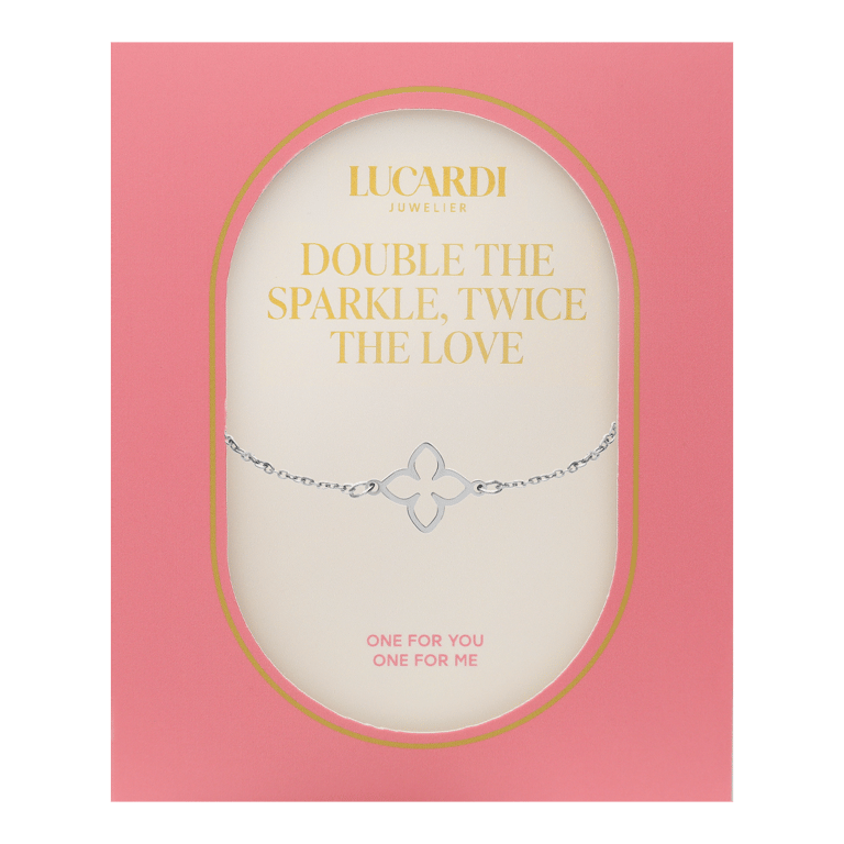 Stainless steel armband met ovale bloem