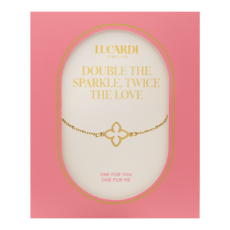 Stainless steel goldplated fantasiearmband met ovale bloem voor dames