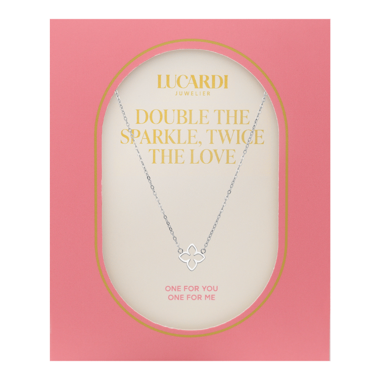 Stainless steel ketting met ovale bloem