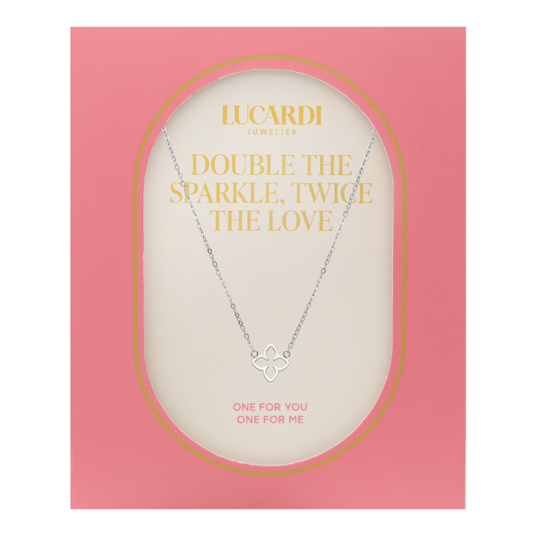 Stalen ketting met ovale bloem