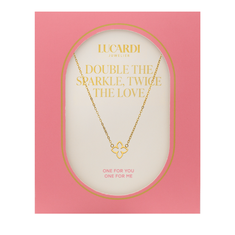 Stalen goldplated ketting met hanger ovale bloem voor dames