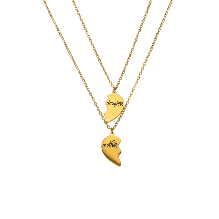 Stalen goldplated ketting met hanger breekhart voor dames