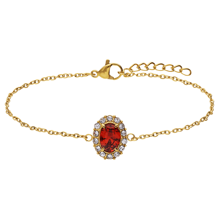 Armband im Vintage-Stil aus Edelstahl, vergoldet, mit rotem Zirkonia