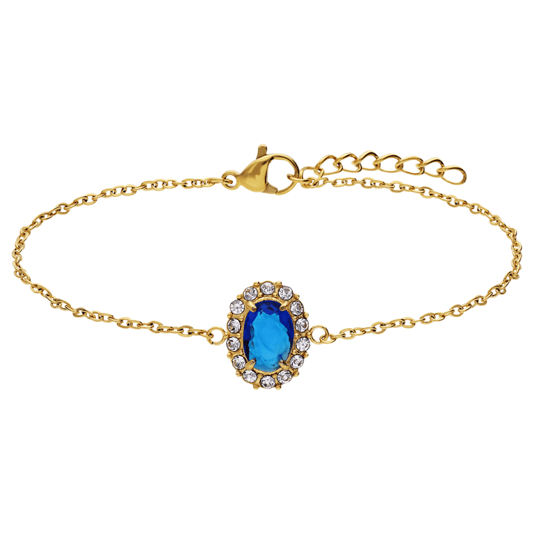 Stainless steel goldplated fantasiearmband met zirkonia voor dames