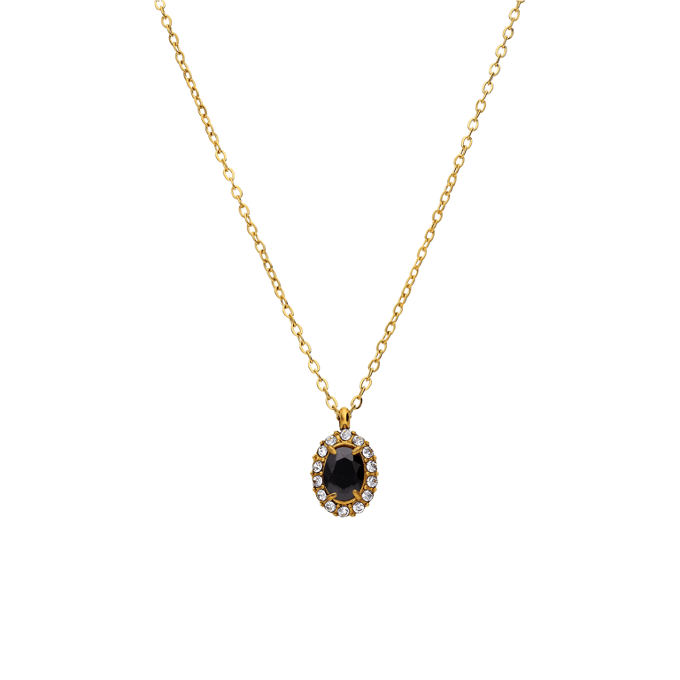 Stainless steel goldplated ketting met hanger met zirkonia voor dames