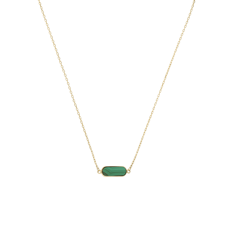 14 Karat Gelbgoldkette mit Malachit