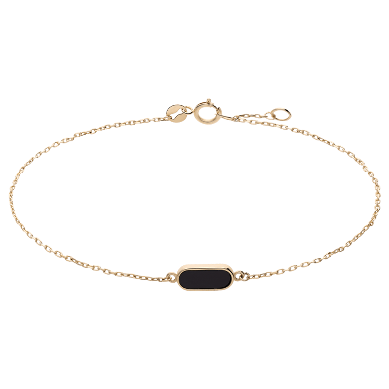 14 Karat Gelbgoldarmband Onyx
