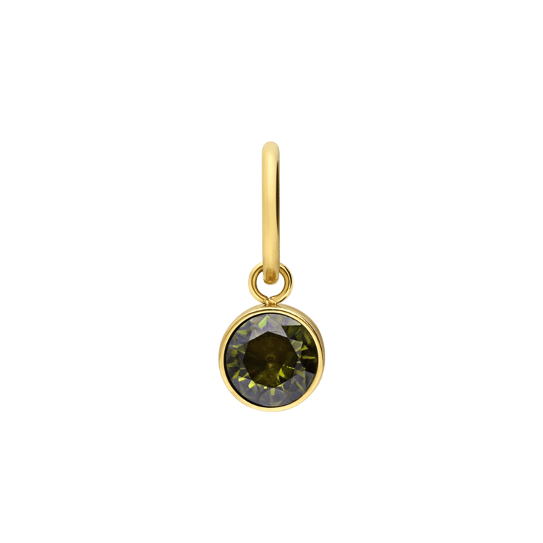 Charm aus Edelstahl, vergoldet, Geburtsstein, August