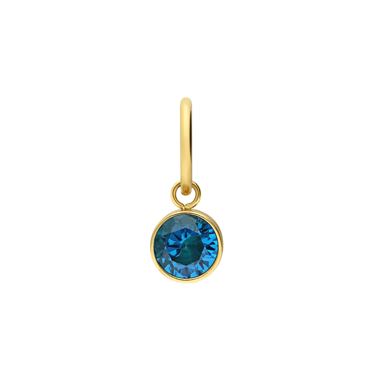 Charm aus Edelstahl, vergoldet, Geburtsstein, Dezember