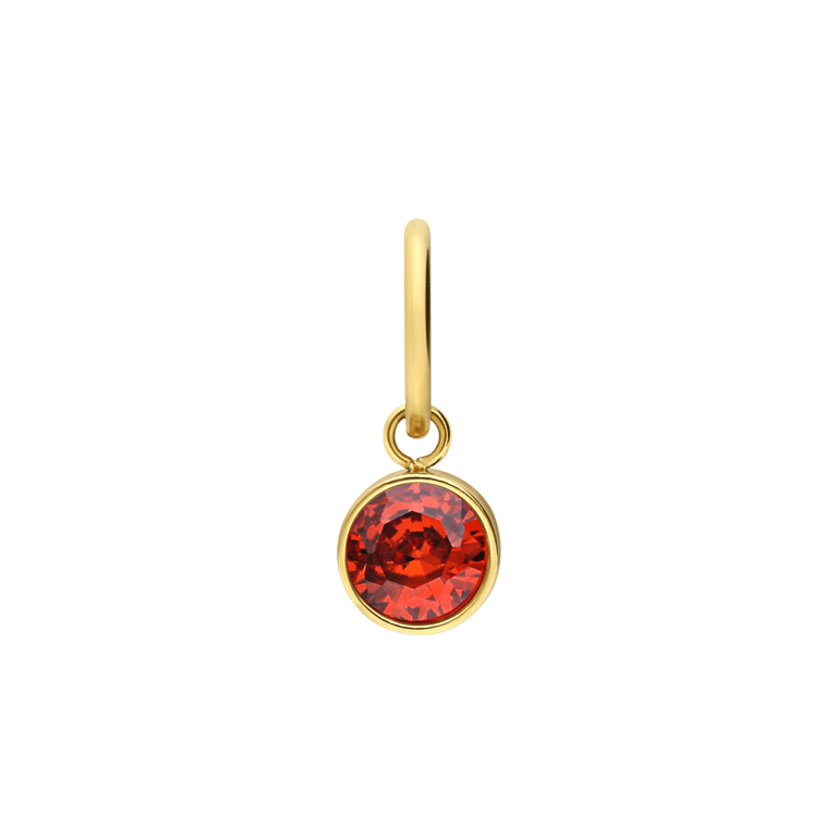 Charm aus Edelstahl, vergoldet, Geburtsstein, Januar