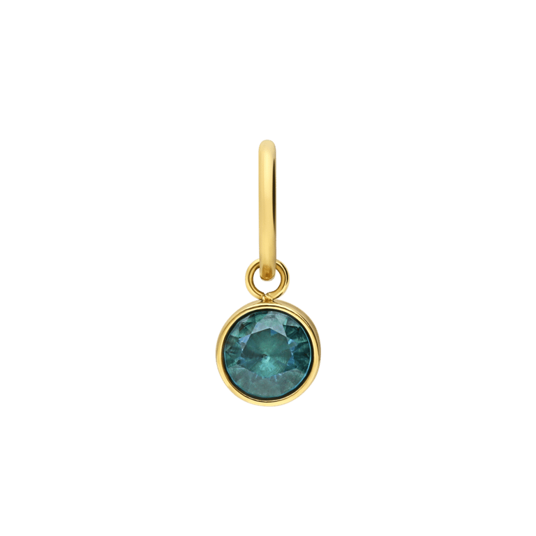 Stainless steel goldplated bedel geboortesteen maart