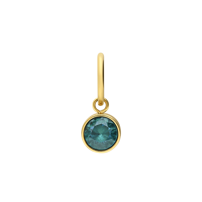 Stalen goldplated hanger geboortesteen maart met zirkonia voor dames