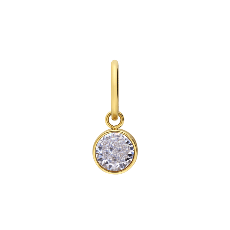 Stalen goldplated hanger geboortesteen april met zirkonia voor dames