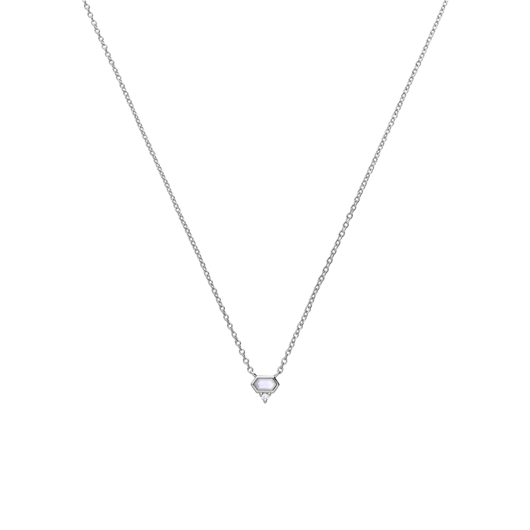 Zilveren ketting met hanger en zirkonia