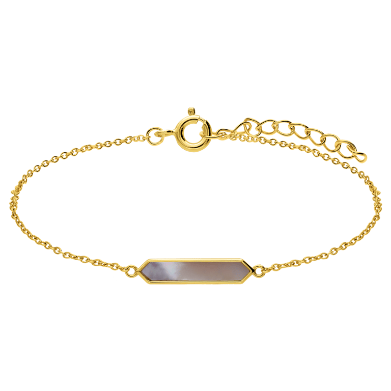 Armband aus 925er Silber, vergoldet, mit Perlmutt