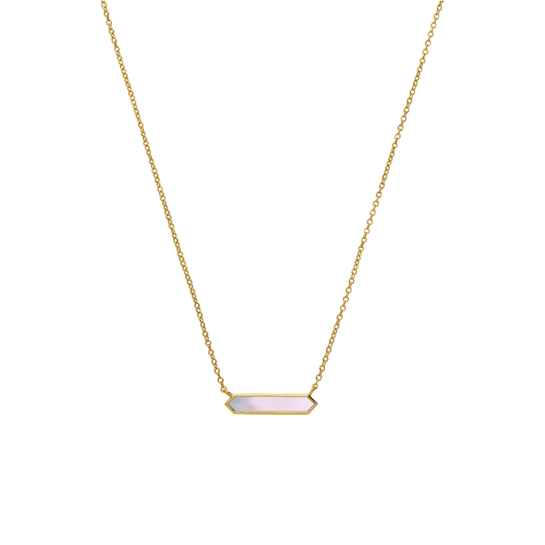 Zilveren goldplated ketting met hanger hexagon voor dames