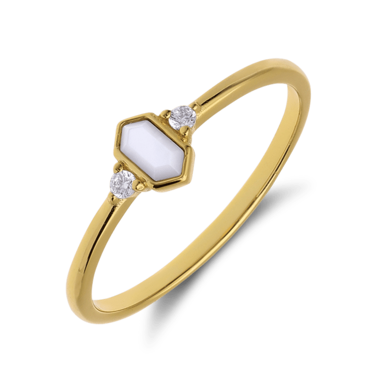 Zilveren goldplated ring met zirkonia voor dames