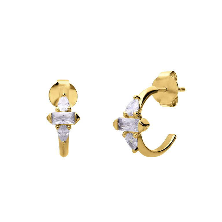 Zilveren goldplated oorringen met zirkonia voor dames