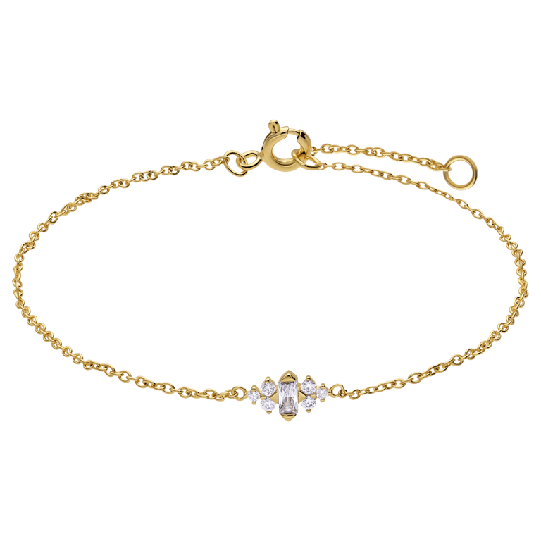 Armband aus 925er Silber, vergoldet, Baguette, Zirkonia