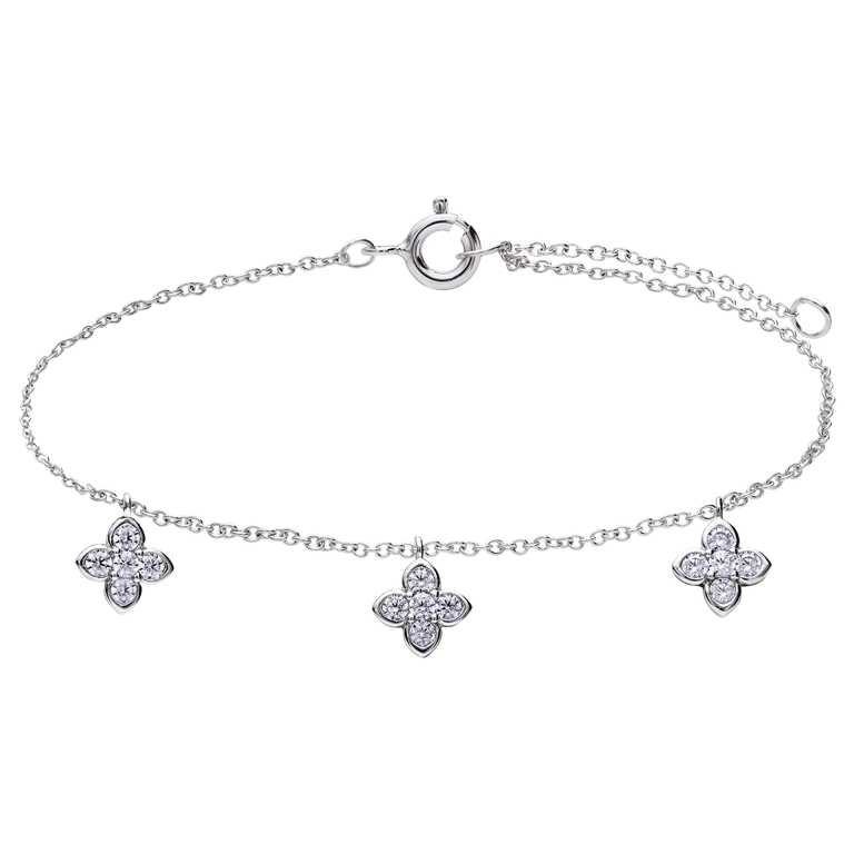 Zilveren armband met hanger bloemen