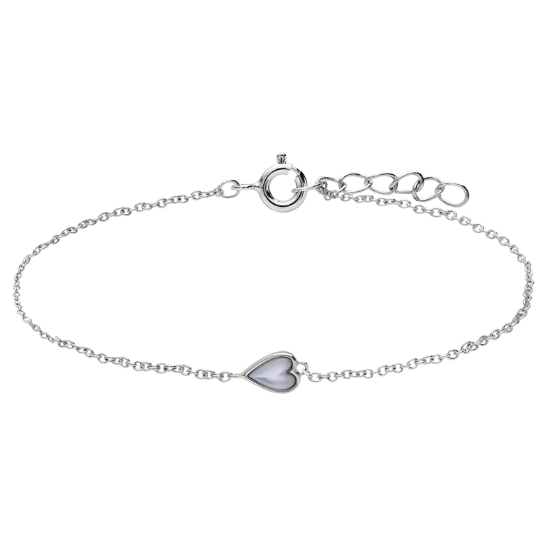 Armband aus 925er Silber, Herz, Perlmutt