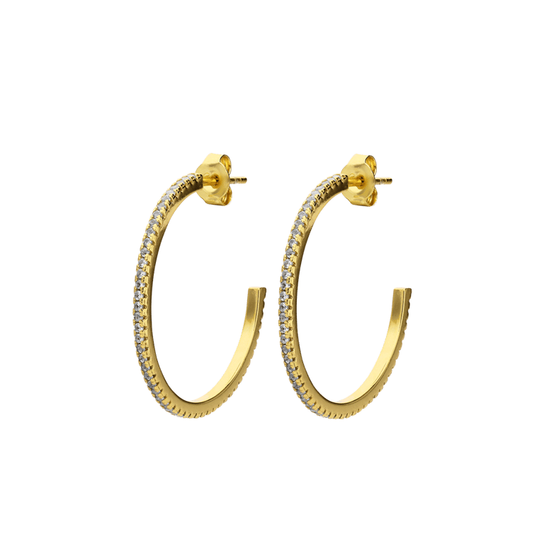 Zilveren goldplated oorringen met zirkonia voor dames