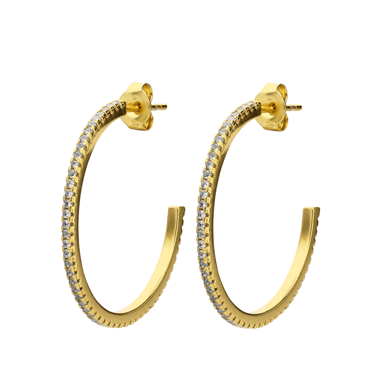 Zilveren goldplated oorringen met zirkonia voor dames