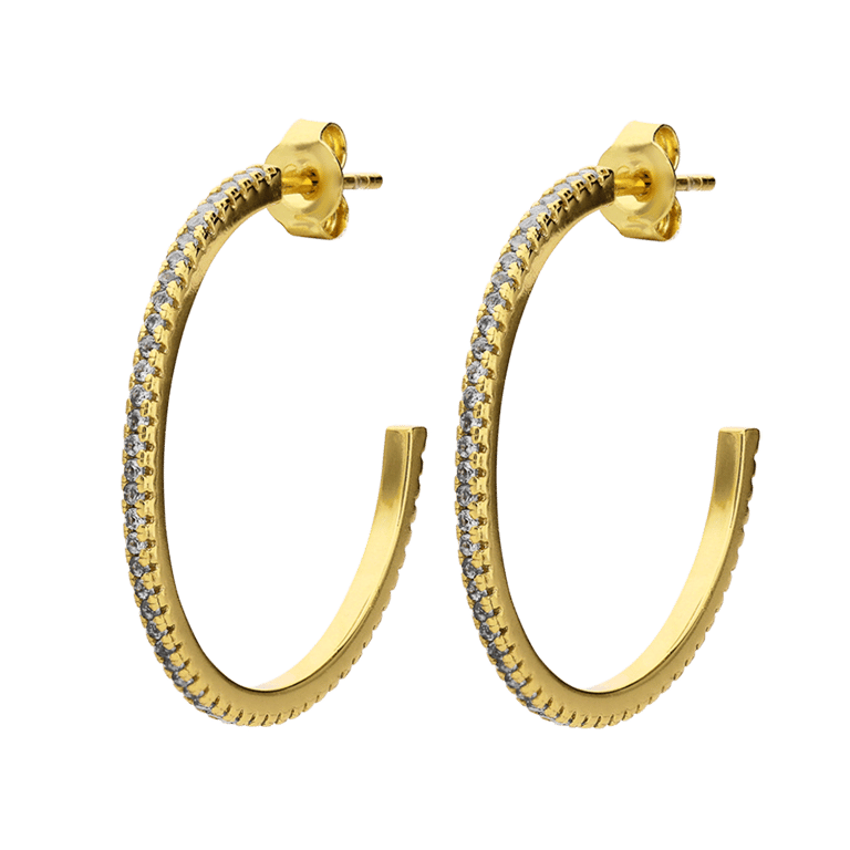 Zilveren goldplated oorringen met zirkonia voor dames