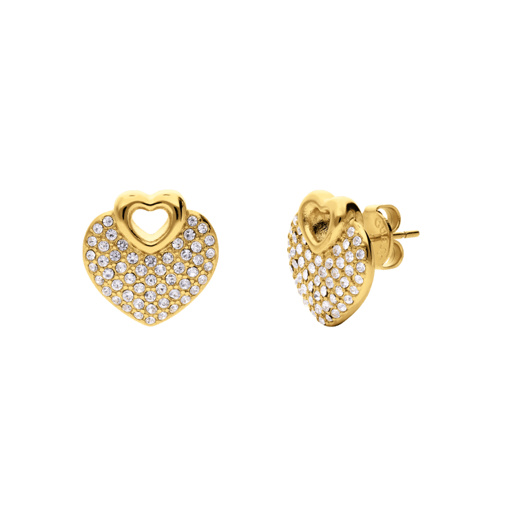 Guess stalen goldplated oorbellen CRAZY IN LOVE