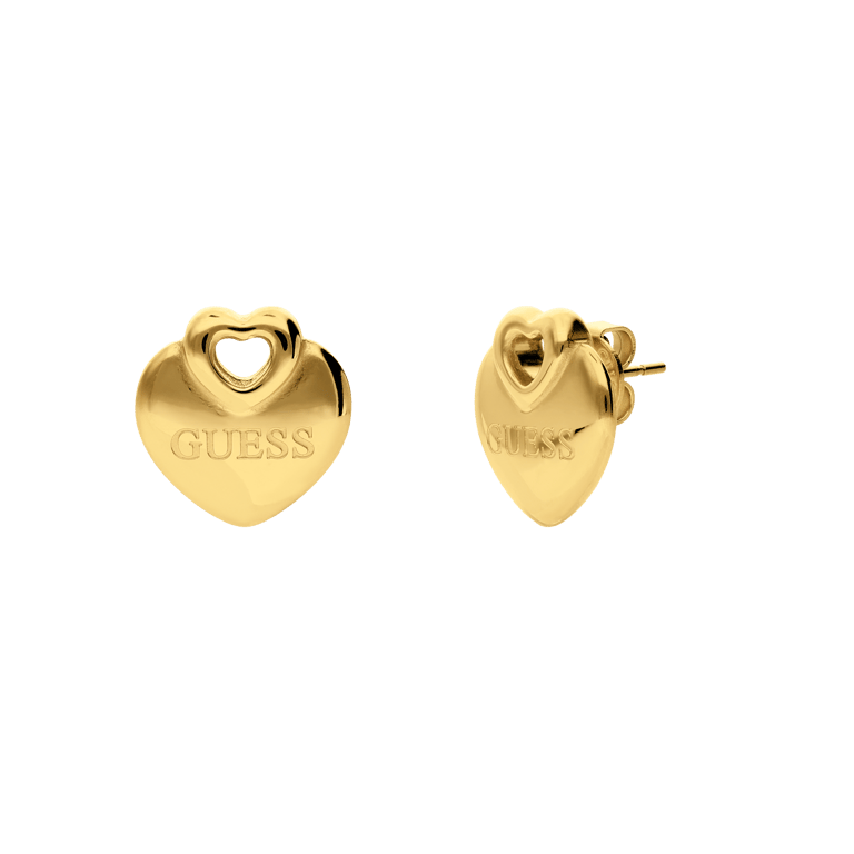 Guess stalen goldplated oorbellen CRAZY IN LOVE