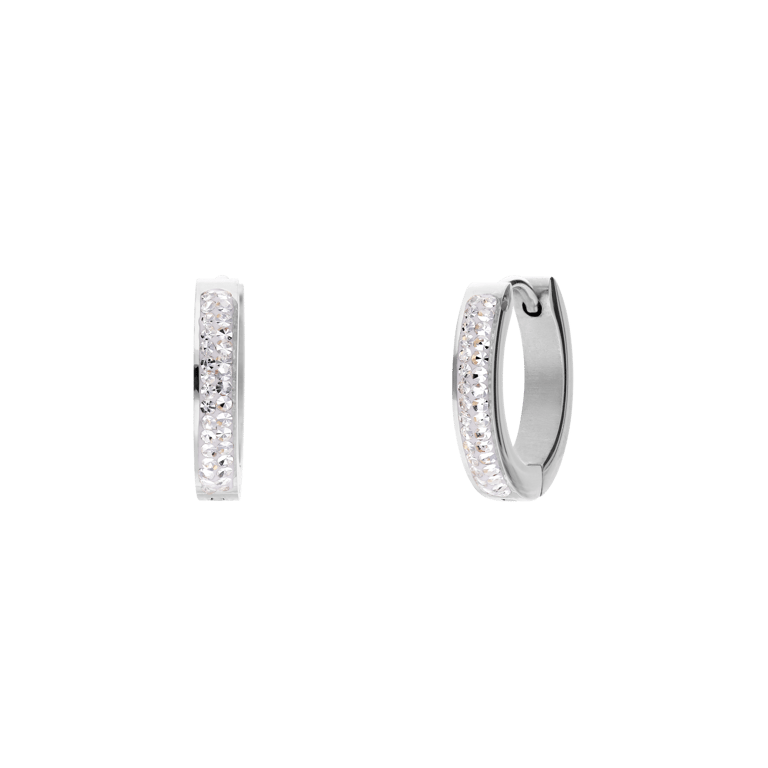 Stalen oorringen met kristal 16mm