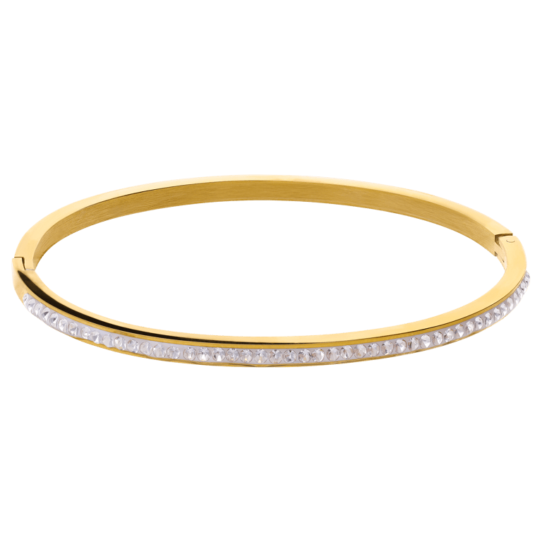 Stainless steel goldplated bangle small met kristal