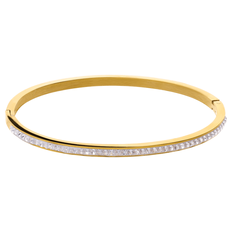 Stalen goldplated bangle small met kristal