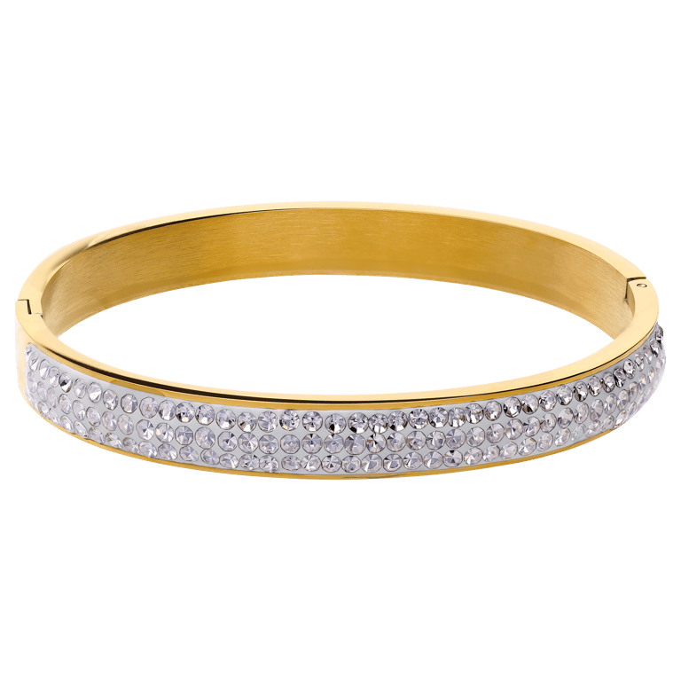 Stalen goldplated bangle met kristal