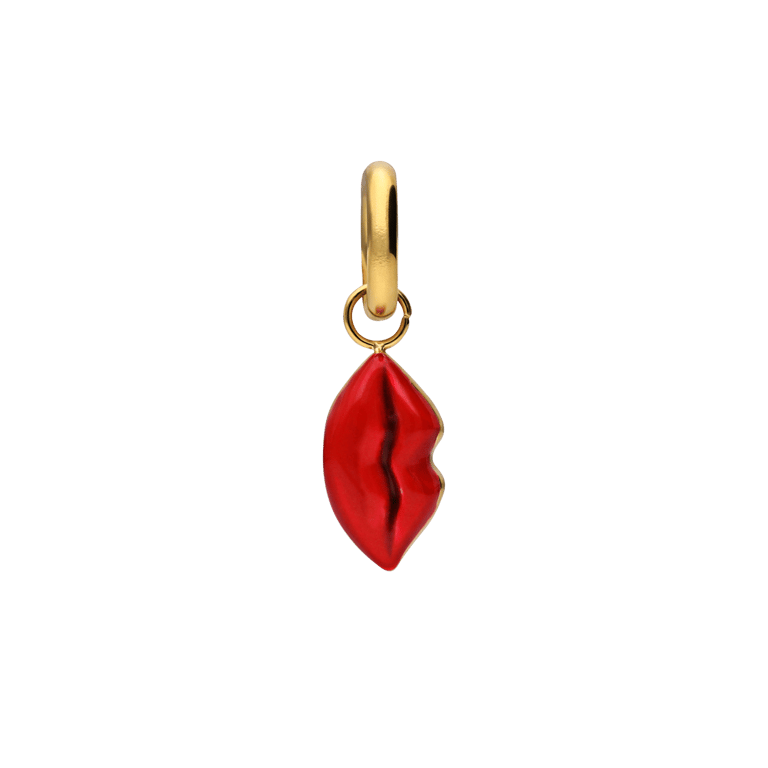 Stalen goldplated hanger met rode lippen