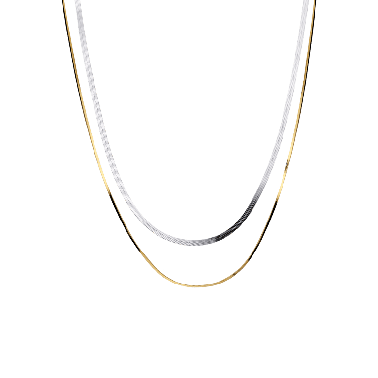 Zilveren bicolor ketting voor dames