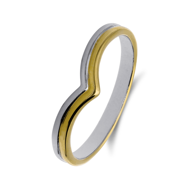 Silberner Bicolor-Ring ohne Steine für Damen