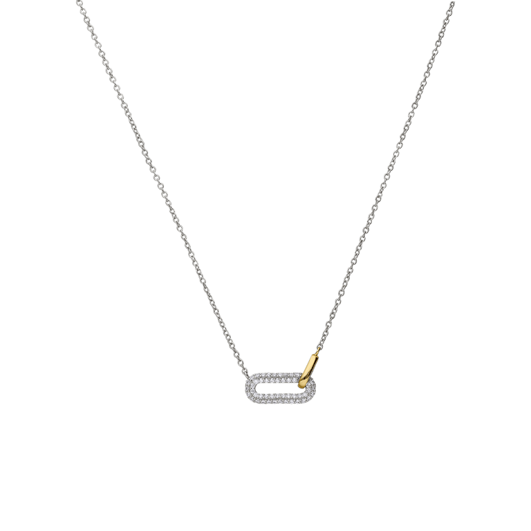 Silberne Bicolor-Kette mit Anhänger für Damen