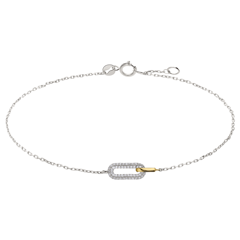 Zilveren bedelarmband met zirkonia voor dames