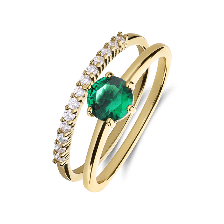 Zilveren ring met plating met zirkonia voor dames