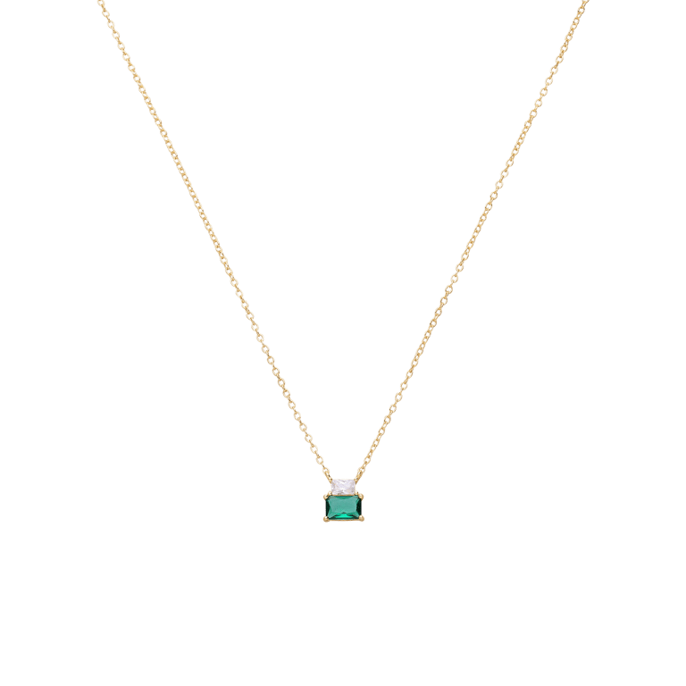 Zilveren goldplated ketting met hanger voor dames met zirkonia
