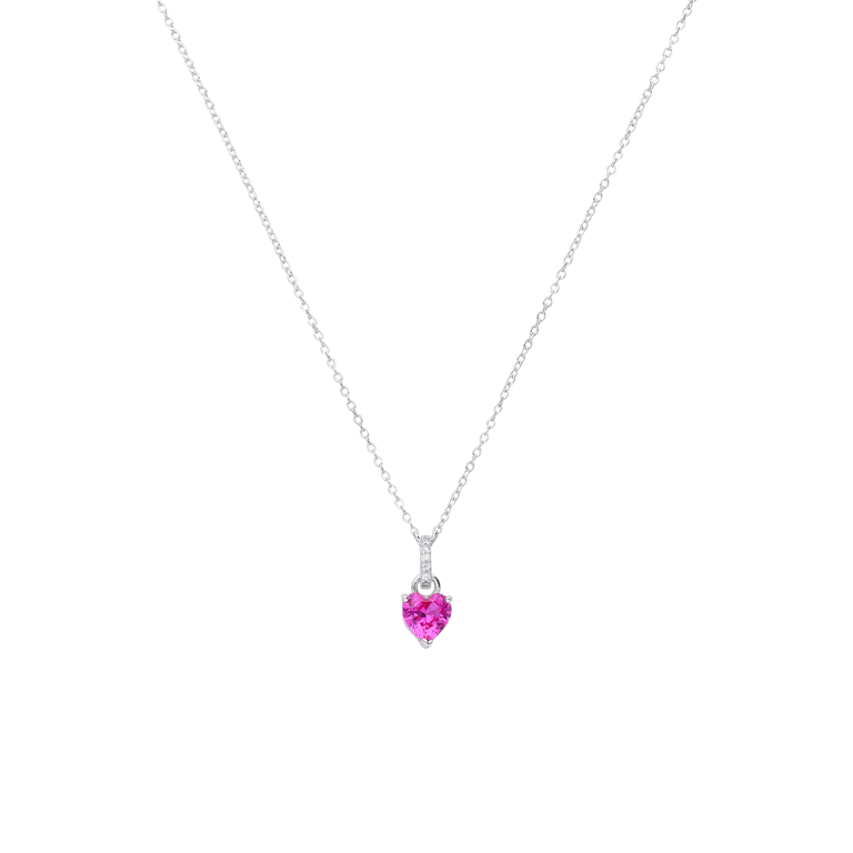 Zilveren ketting met hanger hart met zirkonia voor dames