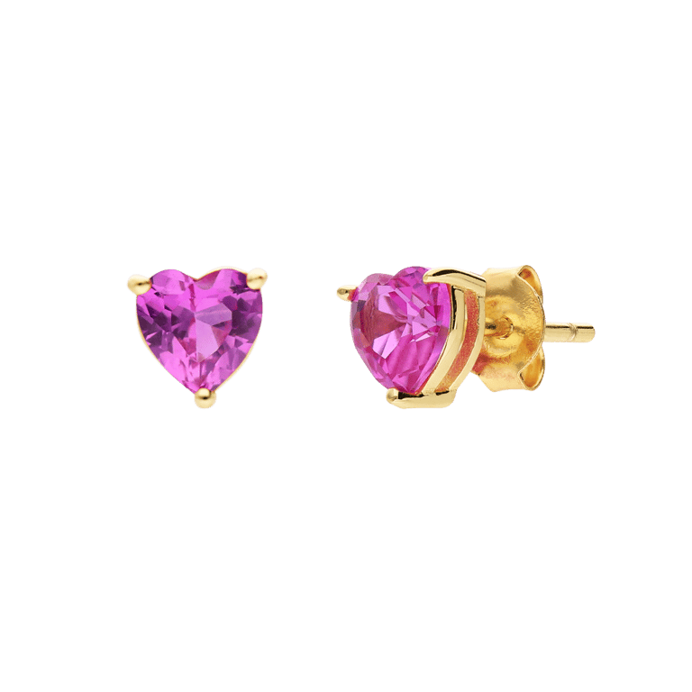 Zilveren goldplated oorknoppen hart met zirkonia voor dames